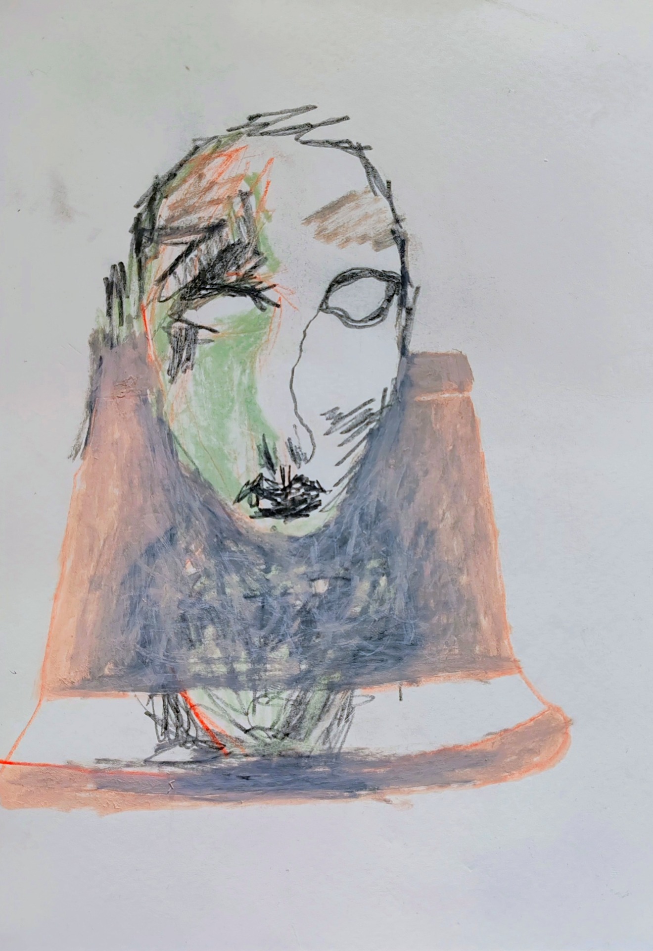 "Metrossa ihmisiä, missä kaikki ihmisajatukset", 2025, sekatekniikka paperille, A5